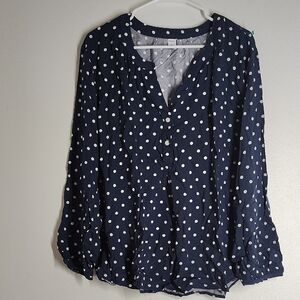 Old Navy Navy Blue Polka Dot Blouse